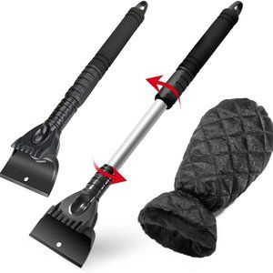 Raniaco Ice Scraper w/ Glove Mitt for Car Windshield, Extendable Handle